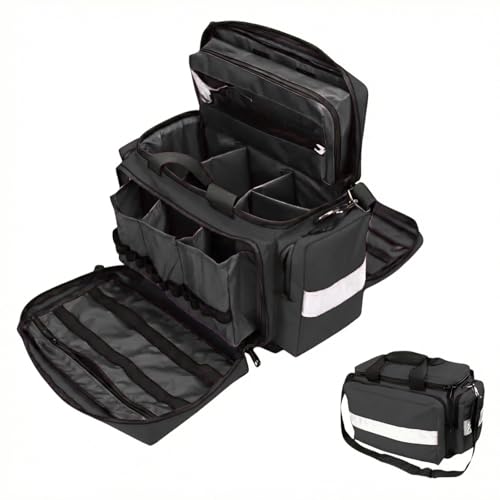 DZTSMART Erste-Hilfe-Tasche Leer Groß,Notfalltasche Leer - Sanitätstasche für Häusliche Pflege, Arzt, Reise & Notfall (Schwarz)