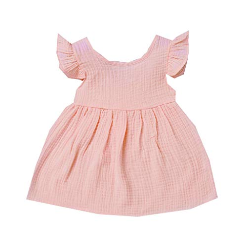 Vêtements pour Bébé Robes Bébé Volant Ordinaire Style Fille Simple Manches Robes Casual Tout Petits Enfants Robe D'Été Froncé Col V Taille Haute Une Ligne Une Robe De Pièce Cover