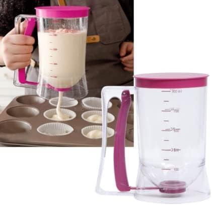 DEET Pancake & Cupcake Batter Dispenser,Cake Batter Dispenser with Measuring Label, for Cupcakes Waffles Muffin Mix Crepes Cake or Any Baked Goods Bakeware Maker
