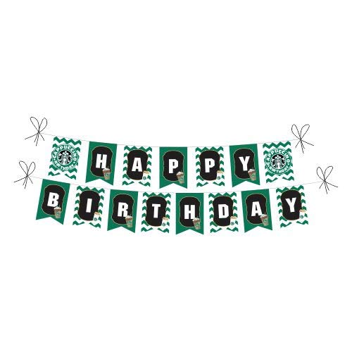 Image of Cappuccino Celebration Kit - 80 pcs includes Banner, balloons, thank you cards, centerpiece, danglers, Cappuccino Birthday Party Supplies, Event Decor, Banner for Coffee Lovers.