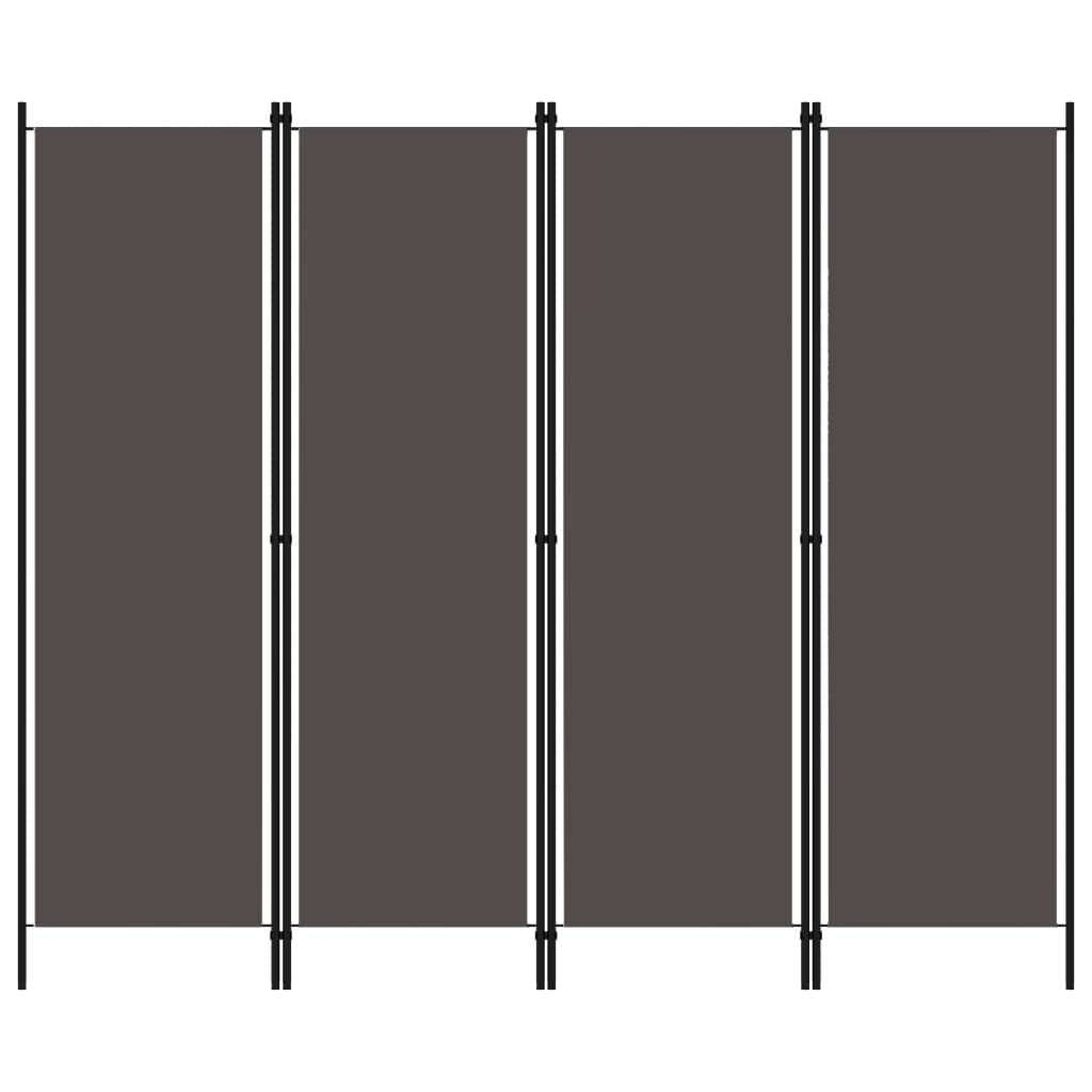 vidaXL 4-Panel Room Divider Folding Panel Screen Movable Partition Privacy Separator Wall Furniture Indoor Bedroom Office Anthracite 200x180 cm