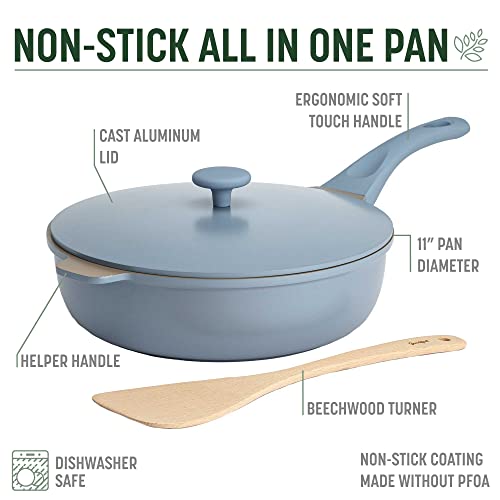 Image of Goodful All-in-One Pan, Multilayer Nonstick Cookware Set, High-Performance Construction, Multipurpose Design Replaces Multiple Pots and Pans, Dishwasher Safe, 11-Inch, 4.4-Quart Capacity, Blue Mist