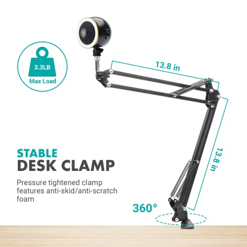 Movo Studio Boom Microphone Arm For Webcam - Scissor Suspension Stand For Webcam, Webmic, Microphone, Ring Light With Usb-C To Usb-A Extension Cable And Thread Adapters - Boom Arm For Microphone #TOP5