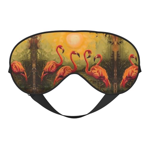 Four Flamingos - Máscara de ojos de doble cara, máscara de ojos con correa ajustable, cubierta de sombra para dormir, bloquea la luz