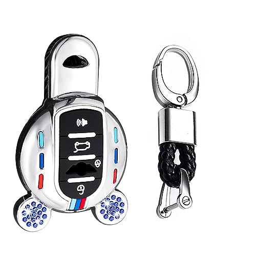Porte-clés pour BMW Mini Cooper F55 coque bleue à 4 boutons