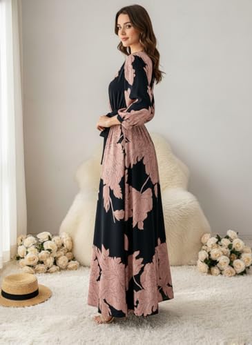 Image of Modestouze Attires Dress for Women Western, Maxi Dresses, One Piece Long Gown Outfit, Floral Print, V Neck Design, Clothing, Western Outfit for Women