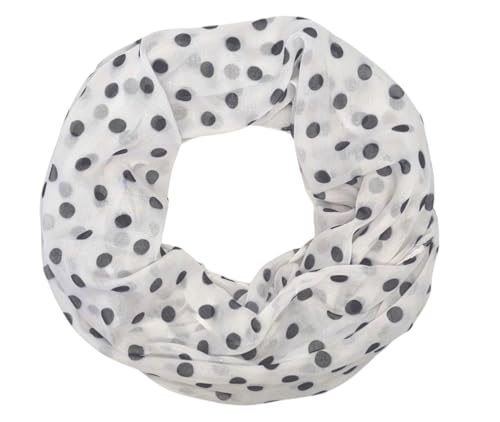 zarolo Damen Loop Schal Schlauchschal leicht, dünnes Halstuch gepunktet, Rundschal Tücher mit Punkten,Damen Loop Punkte weiche Viskose