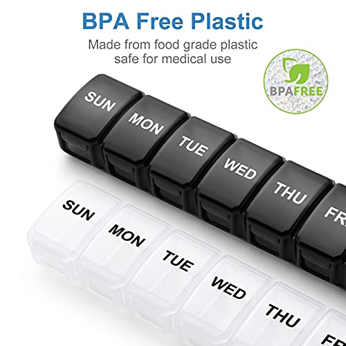 Small Pill Organizer 2 Times a Day, 2 Pack 7 Day Pill Box 1 Time a Day, Travel Friendly Day Night Vitamin Organizer, Weekly AM PM Pill Case Container - Thumbnail 3