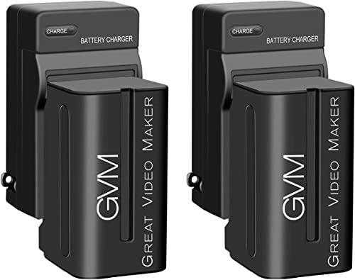 Image of GVM 2 Pack NP-F750 Replacement Batteries and Chargers for NP-F975, NP-F960, NP-F950, NP-F930, NP-F770, NP-F750, NP-F550, DCR, DSR, HDR, FDR, HVR, HVL and LED Light