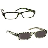 Forza +3,00. UV Reader Verde Tartaruga Occhiali Da Lettura Coordinata Con Lettore Sole Pacco Doppio UV400 Donna Signora UVRPK009 +3,00