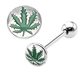 Marijuana Leaf/Pot Leaf Tongue Ring. Hemp Marijuana accessories. 420. Novelty Cannabis Marijuana Weed Jewelry for Men and Women