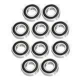 DEEG 10Pcs 6801-2RS Deep Groove Ball Bearing, 12x21x5mm Double Sealed Bearing Steel P0 Rolling Bearings Silicon Nitride Ceramic Ball Hybrid Ceramic Ball Bearings…