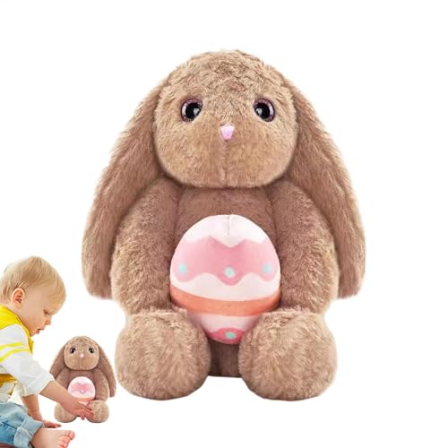 Nuyhadds Conejo relleno, conejo de peluche | Conejo de peluche de 12 pulgadas con huevo - Conejo de Pascua sentado, juguete de peluche, peluche de conejo, Pascua, compañero de peluche para niños y