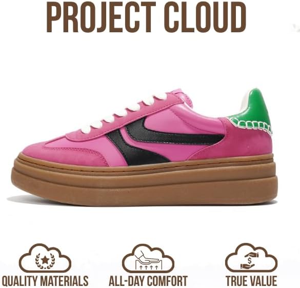 Project Cloud Platform Sneakers for Women Footwear - Memory Foam Insole Womens Shoes, Lightweight and Non-Slip Sole Lace Up Fashion Sneakers for Women 2026 (Volley) - Image 4