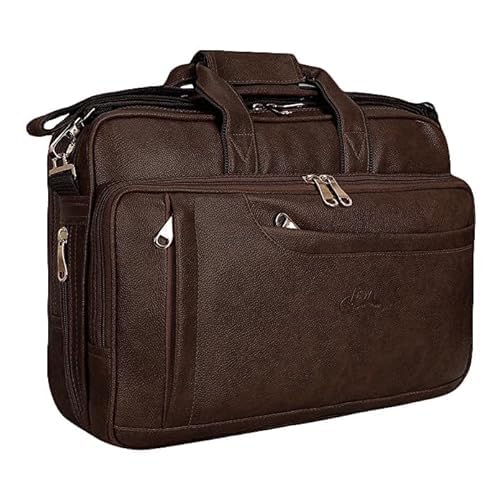 Vegan Leather 15.6 Inch Laptop Office Briefcase Messenger Bag Satchel for Men and Women, with Adjustable Strap-image-26