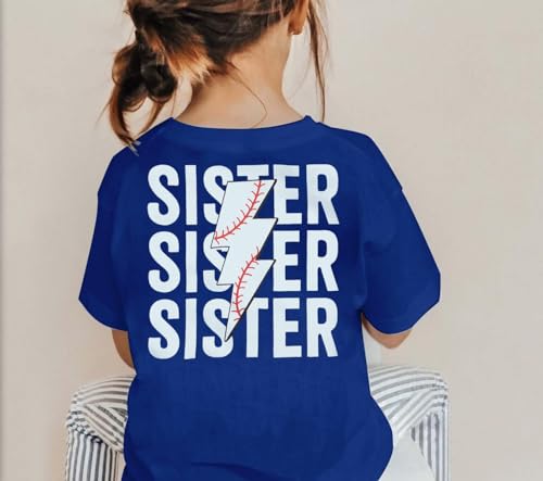 FRYAID Toddler Baseball Sister Shirt Baby Girl Baseball Outfit Big Sister Shirt Birthday Girl T-Shirt Summer Cotton Tee Top4