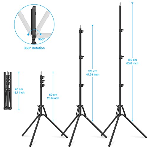 2 Packen LED Videolicht mit 63'' Stativständer, Obeamiu 2500-8500K Dimmbare Licht Fotografie Studiobeleuchtung für Video Filmaufnahmen/Sammlung Porträt/Live Streaming/YouTube Podcast, USB-Ladegerät