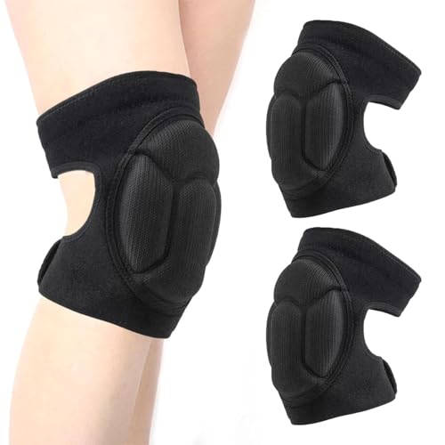 Fennec Mart Thick Foam Knee Pads for Work Anti-Slip Knee Protectors for Gardening, Construction, Cleaning & Flooring Comfortable Safety Gear for Men & Women Black (1 Pair)