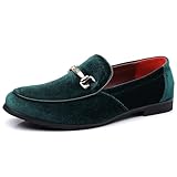 COSIDRAM Mens Dress Shoes Loafers Business Classic Suede Luxury Copper Chain Party Wedding Moccasins for Male Green 10.5