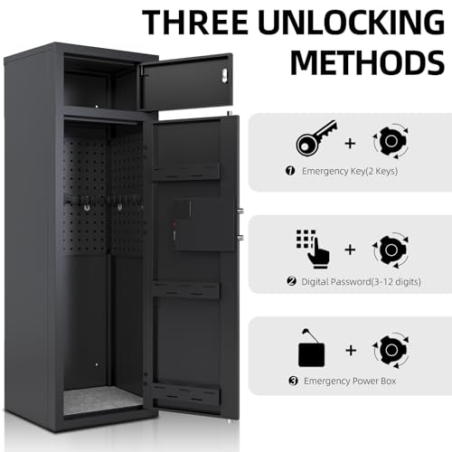 Large Unassembled Gun Safe for Home: Quick Access for Rifles and Pistols with 3 Removable Racks