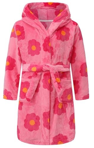 Image of Kid Fleece Hooded Robes Girls Bathrobes Boys Soft Plush Sleepwear Toddler Fuzzy Pajamas