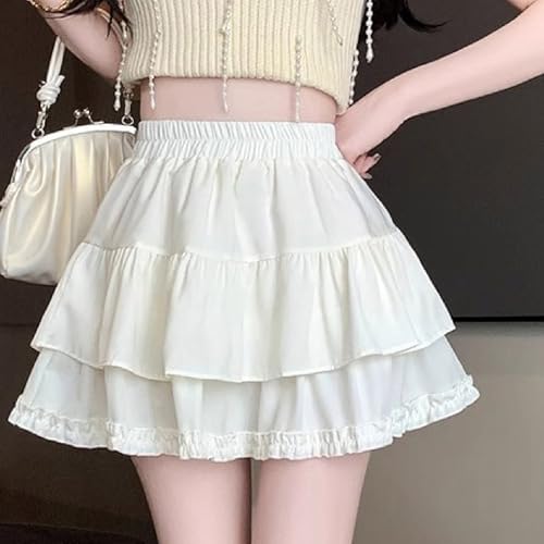 Women's Pleated Ruffle Mini Skirt High Waist Double Layered Flared Flowy Tiered Short Skirt Casual Trendy Skirts4