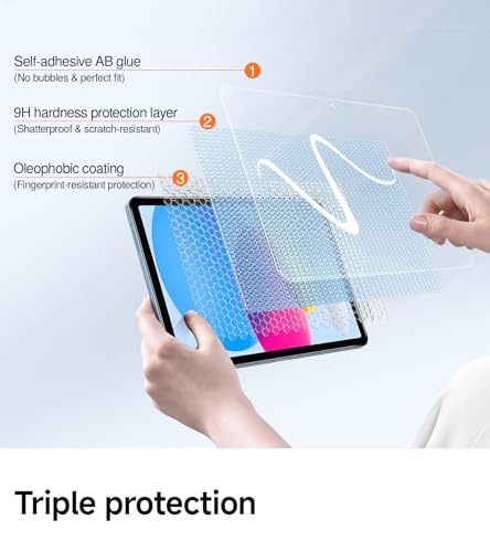 Image of SMARTDEVIL 2 Pack Screen Protector for iPad A16 11th /10th Generation (11 /10.9 Inch, 2025 /2022) with Easy-Install Tray[Military Grade Shatterproof] 9H+ Hardness Tempered Glass, Dust & Bubble Free