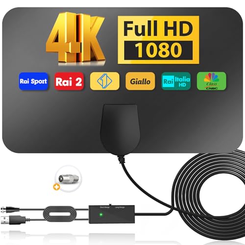 2025 Antenna TV Interna Amplificata Potente, 560+KM Lunga Distanza, Facile