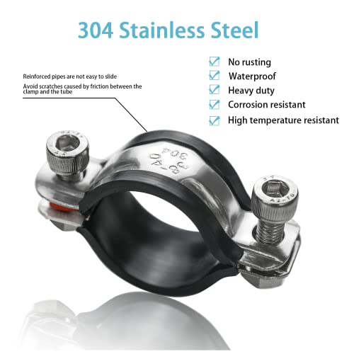 Peromi 2 Pack Pipe Supports,304 Stainless Steel Wall Mount Ceiling Mount Pipe Bracket Clamp Ring Hanger With Screws For Pipe Od 32-34Mm, Bracket Adjustable Height 100-200Mm #TOP3