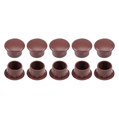 Image of DTGN 10mm x 12.5mm x 8mm(Dia. x Cap Dia. x H) Screw Hole Plugs - 50Pack - Good for Furniture Cupboard Wardrobe - Plastic Fastener Hole Caps - Brown