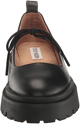 Steve Madden Women's Landon Mary Jane Flat, Black Leather, 8.5 | Image 1
