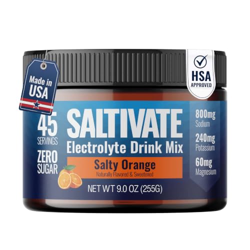 Saltivate Electrolytes Powder, Salty Orange, 800mg Sodium, 45 Servings