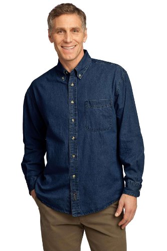 Port & Company - Long Sleeve Value Denim Shirt. - Ink Blue - L