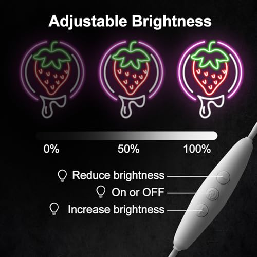 Image of Strawberry Neon Sign Fruit Neon Light USB Dimmable neon Restaurant Bar Club Home Wall Decor Gift, Strawberry Lover, Drink Led light for Wall Decor, Party, Christmas, Wedding, Kawaii art