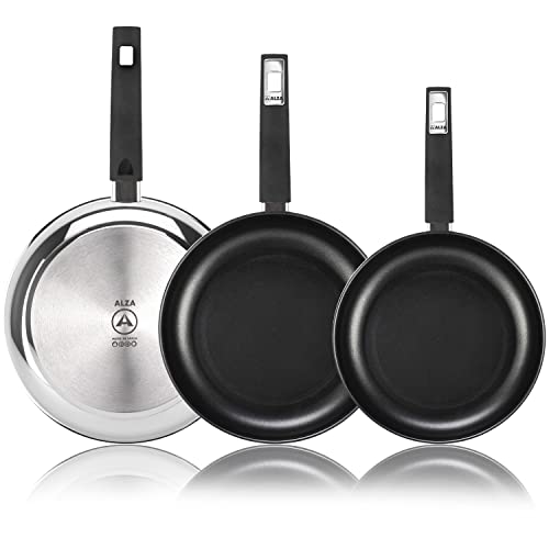 Alza® Classic Set de sartenes de 20 + 24 + 28 cm de diámetro, fabricadas íntegramente en...