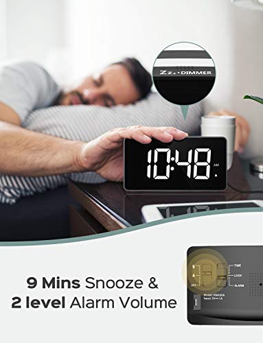 Digital Alarm Clock for Bedroom, Night Light, Large LED Display, Simple to Use, Silent Push Button, 6-Level of Adjustable Brightness, 2-Level of Volume, Snooze, 12/24H, Clock for Elderly and Kids - Thumbnail 5
