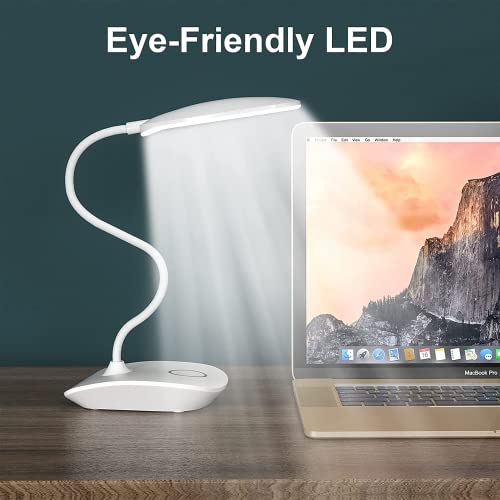 Deeplite Battery Operated Desk Lamp, Led Desk Light 3 Lighting Modes Stepless Dimming, Table Lamp 5W Touch Control Eye Caring, Flexible Gooseneck, Portable Reading Light For Dorm Study Office Bedroom #TOP2