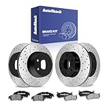 AutoShack Front & Rear Drilled & Slotted Brake Rotors Ceramic Brake Pads Replacement for GMC Sierra 1500 Classic Chevrolet Silverado 1500 Astro 4WD E-Coated 12-PC Brake Kit ShadowGuard