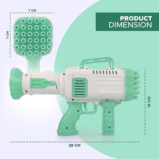 Image of 32 Hole Electric Gatling Bubble Maker Machine Gun with Liquid Soap Solution Indoor and Outdoor Toys for Kids Toddlers Girls Boys Bubble Blower Launcher | PoPo Toys