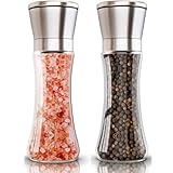 ペッパーミル 胡椒 ミル 手動 岩塩 2個セット ステンレス製 粗さ挽き調節可能 セラミック刃 スパイスミル 結晶塩 胡椒挽き 収納便利 調味料用 調味料入れ キッチン用品