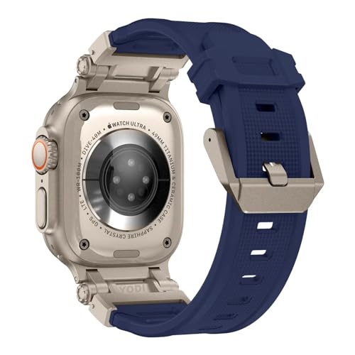 Image of YODI Armor Designed Strap Band Compatible with Apple Watch Ultra 2 Replacement Armour Band With Durable Metal Connector for iWatch Ultra Series 9 /8 /7 /6 /5 /4 /3 /2 /1 SE, 49 /45 /44 /42mm (BLUE)
