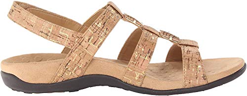 Vionic Women's Women's Rest Amber Backstrap Sandal - Ladies Adjustable Walking Sandals with Concealed Orthotic Arch Support Gold Cork 9 W US