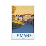 YMQWJYLW Poster de voyage vintage Le Mans France   Impression sur toile   Décoration murale d'intérieur   20 x 30 cm