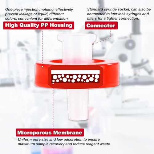 Image of Syringe Filter Hydrophilic PVDF, 13mm 0.22um, Non-Sterile, 100Pcs | Syringe Lab Filter, Hydrophobic PTFE, Non-Sterile Needle Filter, Lab Filtration, Barreled Packed Laboratory School Science