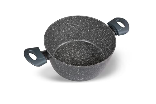 Zanetti - Casseruola Antiaderente 20 cm DURAPIETRA, adatta a tutti i piani cottura incluso induzione, Due Manici, Rivestimento Alto Spessore, Diametro 20 cm