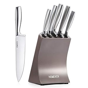Messenblok professionele, 6-delige messenset van roestvrij staal met blok, keukenmessenblok met messen, roestvrijstalen messen, inclusief koksmes, broodmes, vleesmes, universeel mes en schilmesje