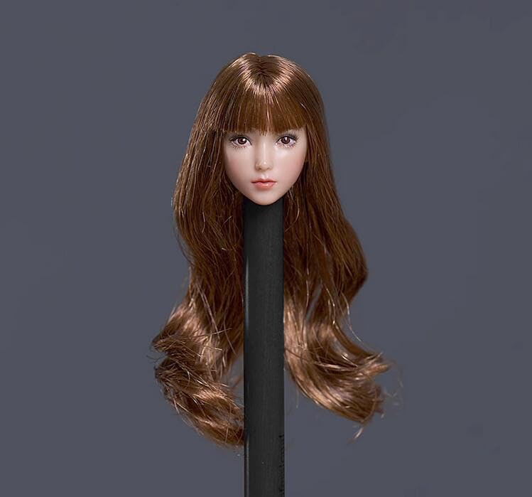 Fremego 1/12 Scale Female Head Sculpt,Asian Girl Pale Skin Head Carved for 6inch Female Seamless Action Figure Collection