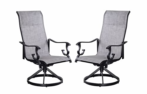 Pebble Lane Living All Weather Outdoor 7-Pc Aluminum Patio Dining Set, 1 Slat Top Dining Table & 6 Swivel Rocking Dining Chairs With Padded Headrest, Black #TOP7