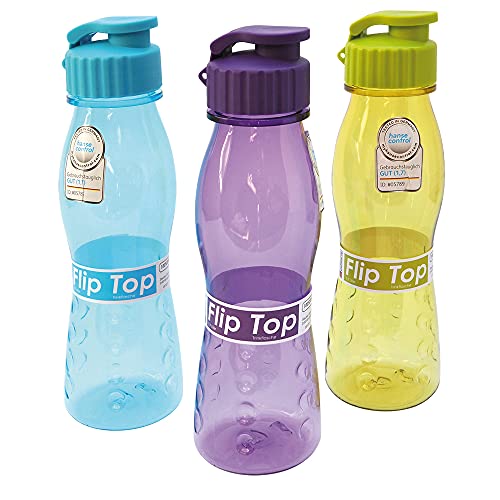 EURO MARKETING MANUFACTURING borraccia Con Chiusura rapida FLIP TOP Kunststoff Trinkflasche mit Schnellverschluss, durchsichtig, Einheitsgröße
