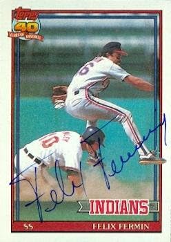 Felix Fermin autographed Baseball Card (Cleveland Indians) 1991 Topps #193